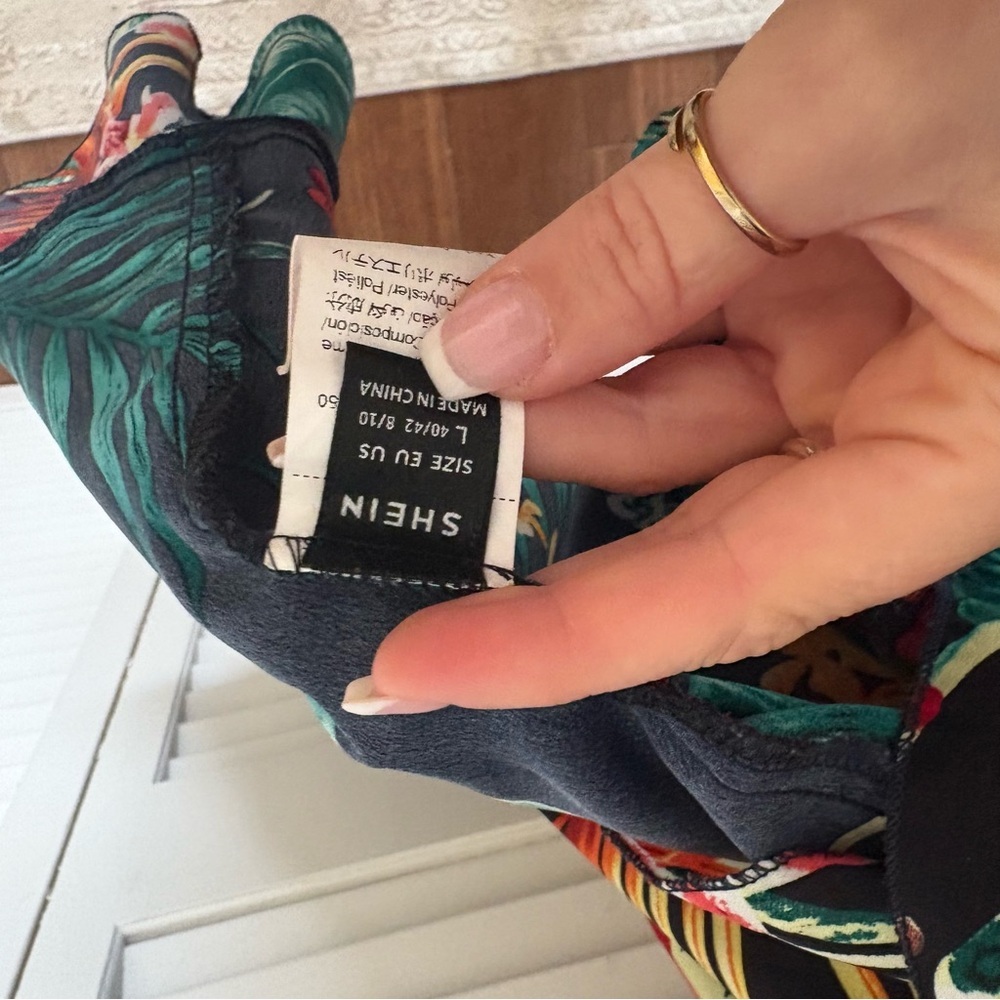 SHEIN Black Floral High Low Dress - Picture 2 of 3